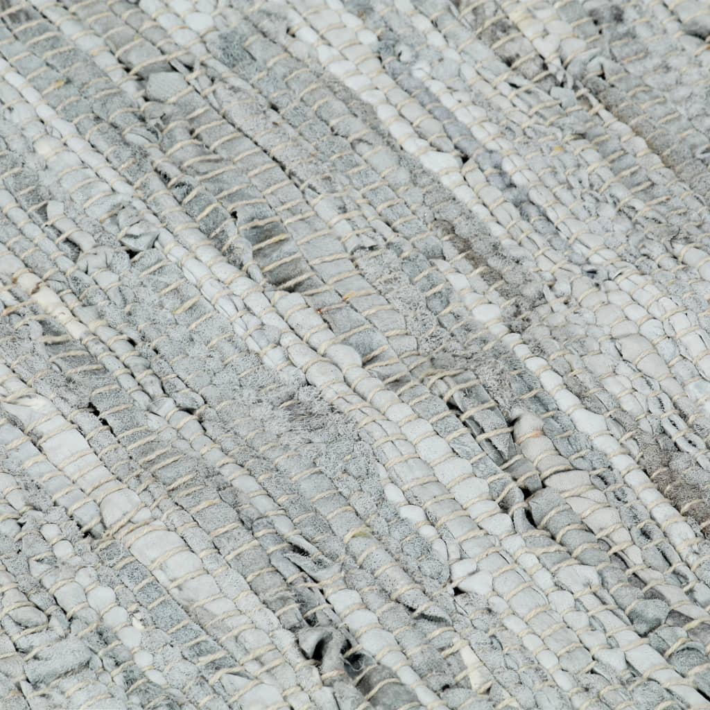 Handgewebter Chindi-Teppich Leder 160x230 cm Hellgrau