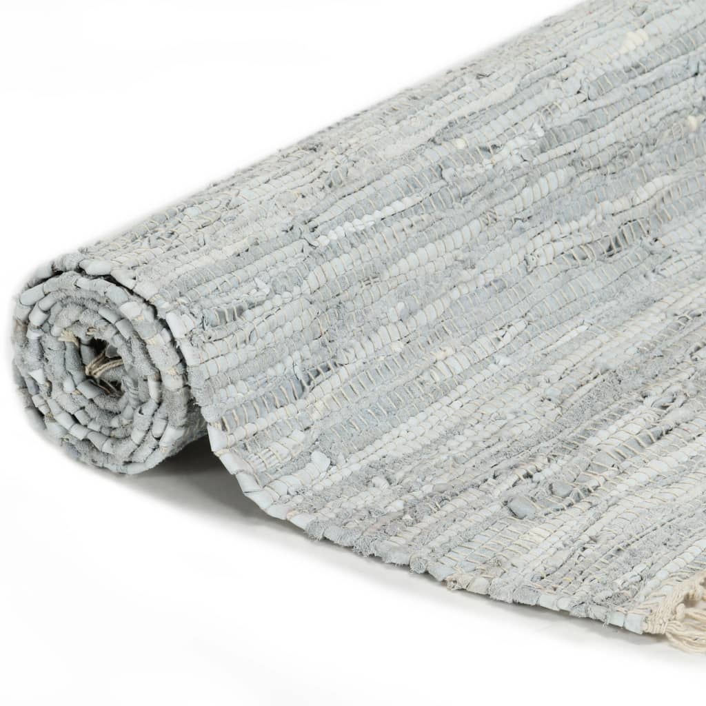Handgewebter Chindi-Teppich Leder 190x280 cm Hellgrau