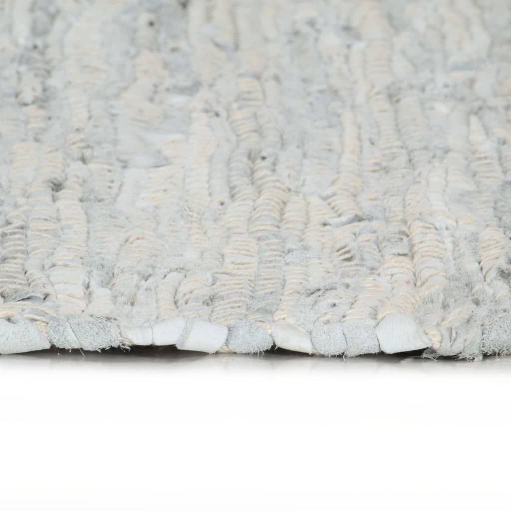 Handgewebter Chindi-Teppich Leder 190x280 cm Hellgrau