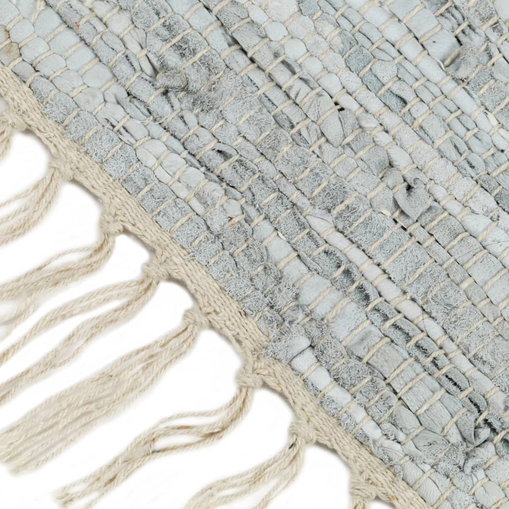 Handgewebter Chindi-Teppich Leder 190x280 cm Hellgrau