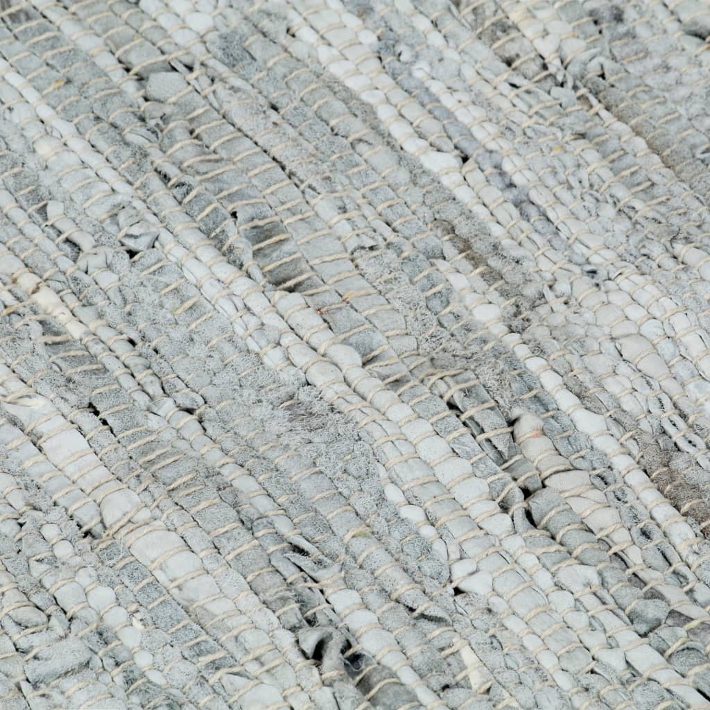 Handgewebter Chindi-Teppich Leder 190x280 cm Hellgrau