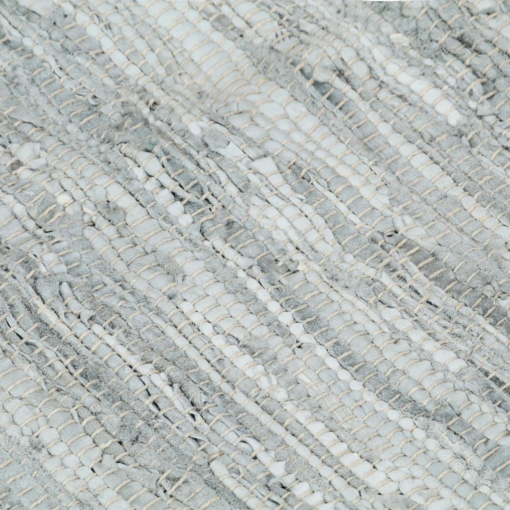 Handgewebter Chindi-Teppich Leder 120x170 cm Grau