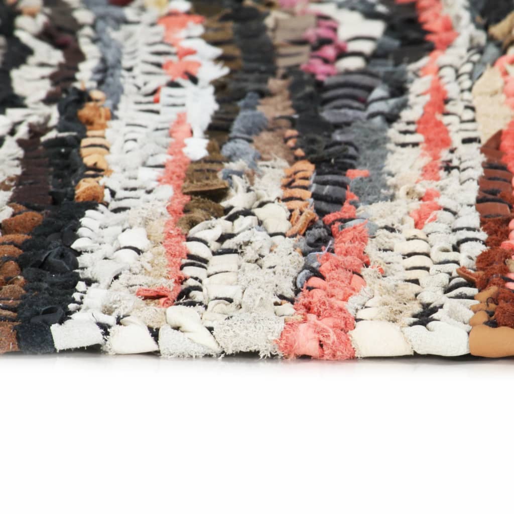 Handgewebter Chindi-Teppich Leder 80 x 160 cm Mehrfarbig