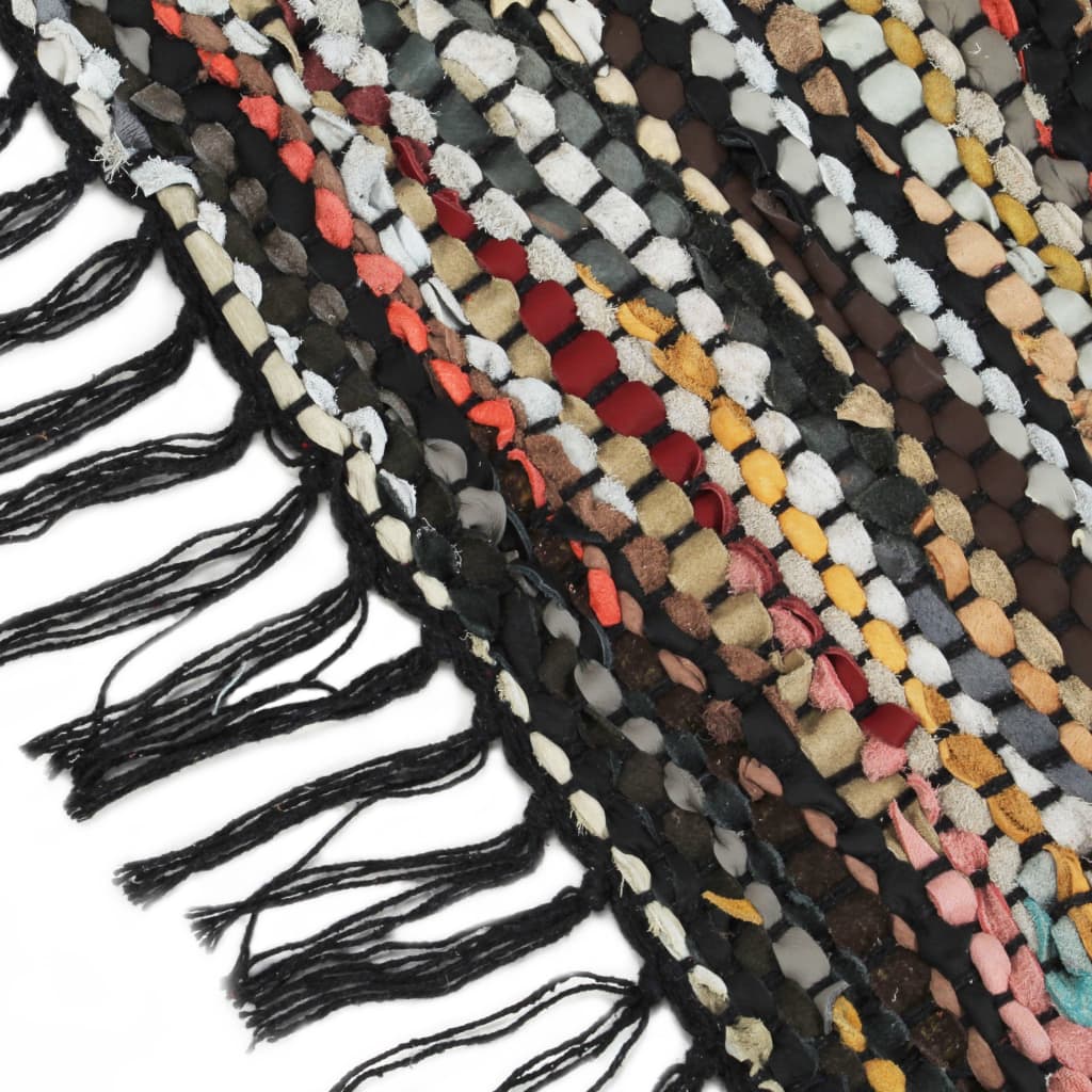Handgewebter Chindi-Teppich Leder 80 x 160 cm Mehrfarbig