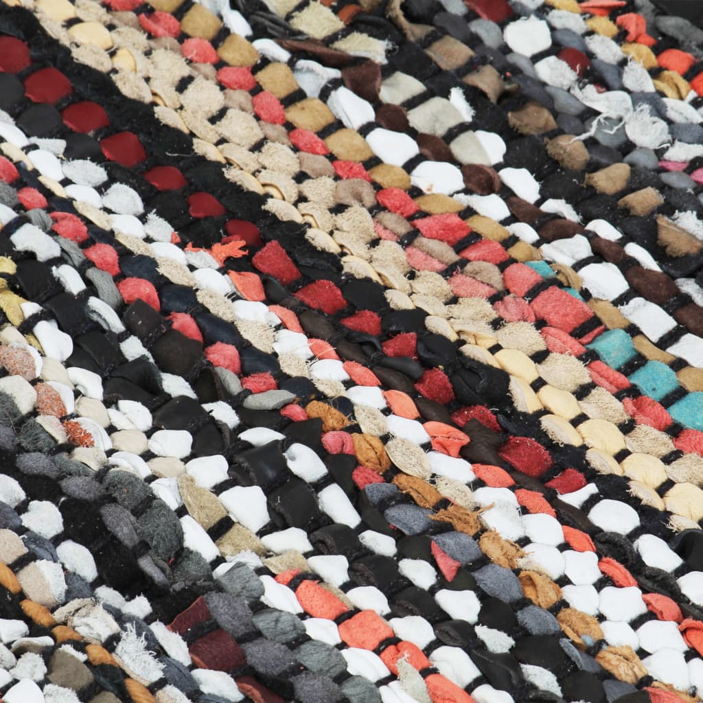 Handgewebter Chindi-Teppich Leder 160 x 230 cm Mehrfarbig