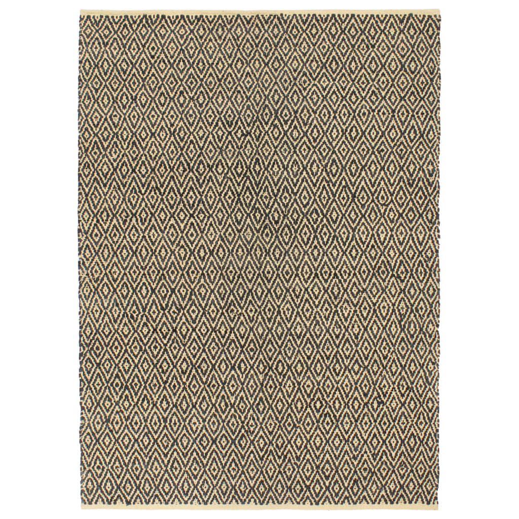 Handgewebter Chindi-Teppich Leder Baumwolle 80x160cm Schwarz