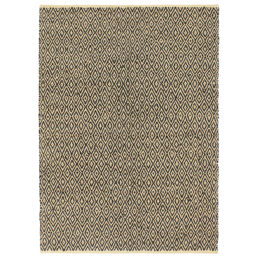 Handgewebter Chindi-Teppich Leder Baumwolle 80x160cm Schwarz