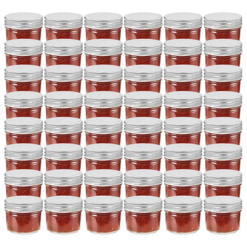 Marmeladengläser mit Silbernen Deckeln 48 Stk. 110 ml