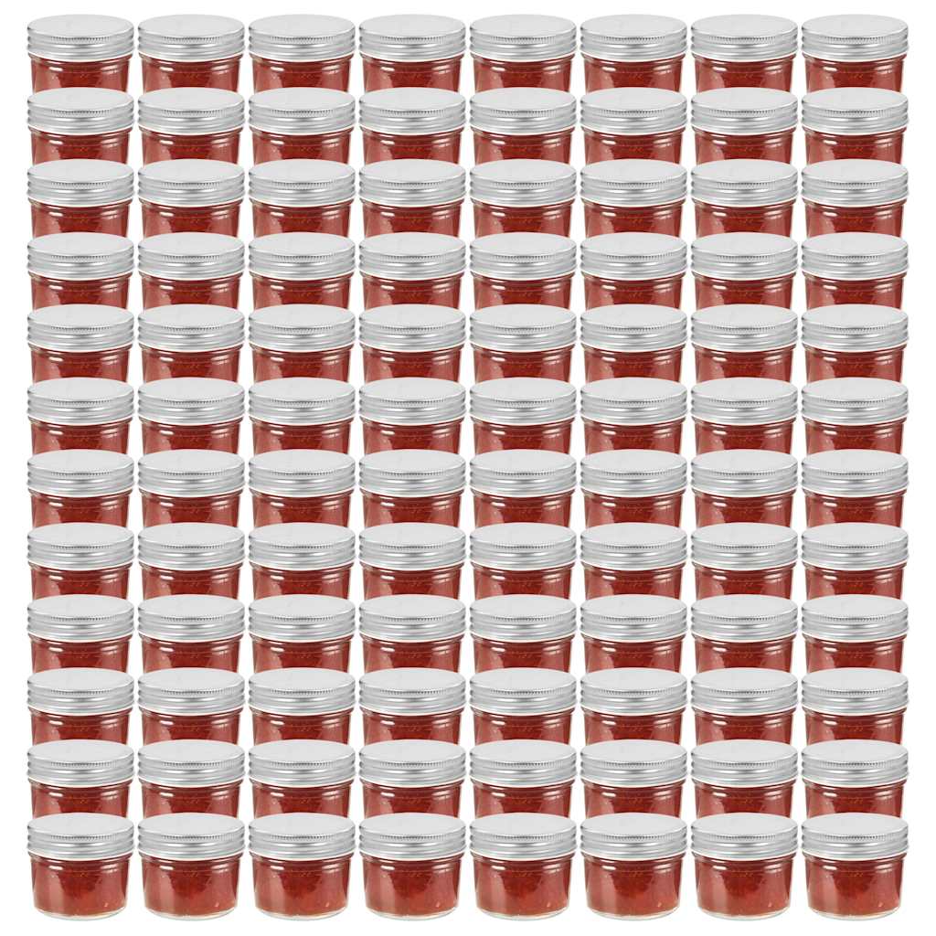 Marmeladengläser mit Silbernen Deckeln 96 Stk. 110 ml