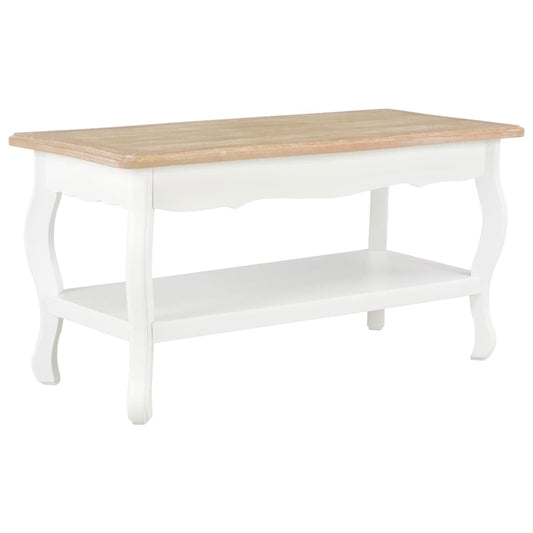 Table basse blanche et marron 87,5x42x44 cm en pin massif