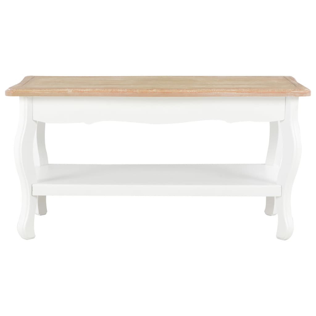 Table basse blanche et marron 87,5x42x44 cm en pin massif