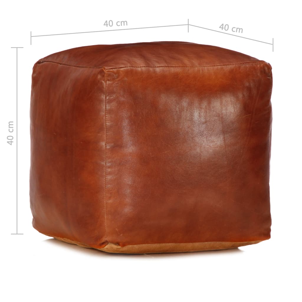 Pouf Hellbraun 40 x 40 x 40 cm Echtes Ziegenleder