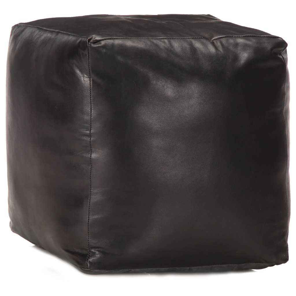 Pouf Schwarz 40 x 40 x 40 cm Echtes Ziegenleder