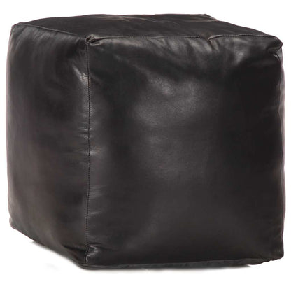 Pouf Schwarz 40 x 40 x 40 cm Echtes Ziegenleder