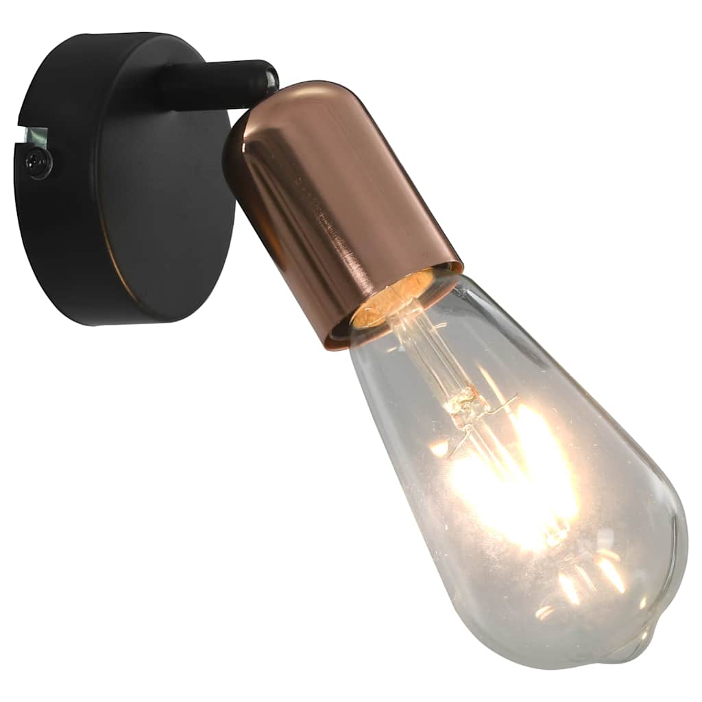 Strahler 2 Stk. mit Glühlampen 2 W Schwarz und Kupfer E27