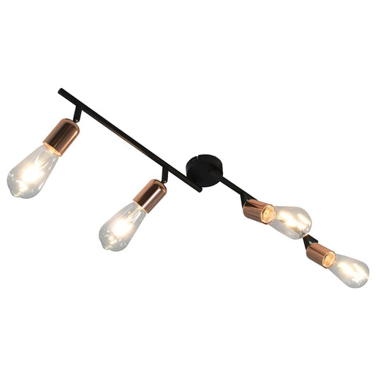4-Wege Strahler mit Glühlampen 2 W Schwarz und Kupfer 60 cm E27