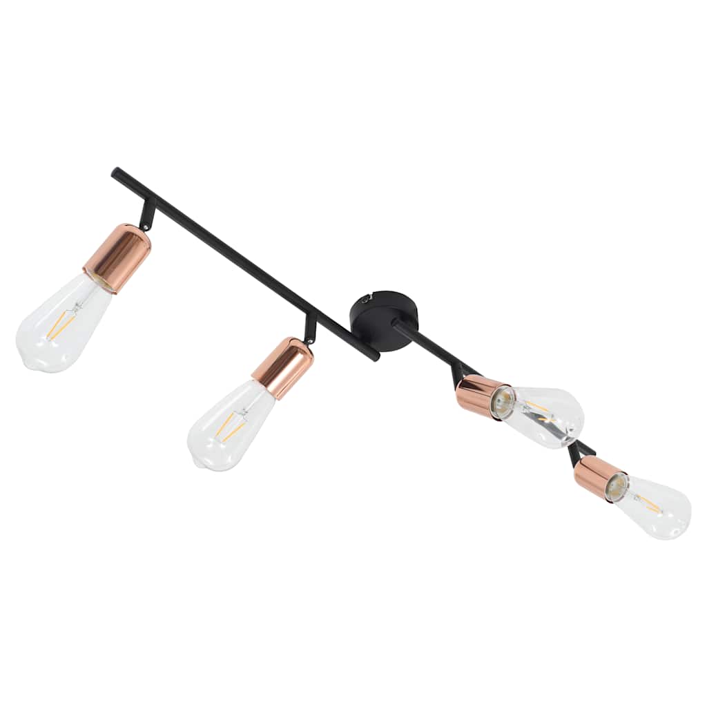 4-Wege Strahler mit Glühlampen 2 W Schwarz und Kupfer 60 cm E27