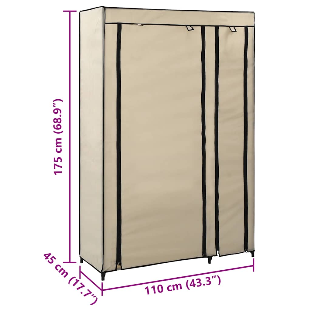 Faltschrank Creme 110x45x175 cm Stoff