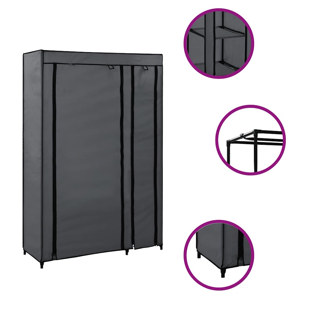 Faltschrank Grau 110x45x175 cm Stoff