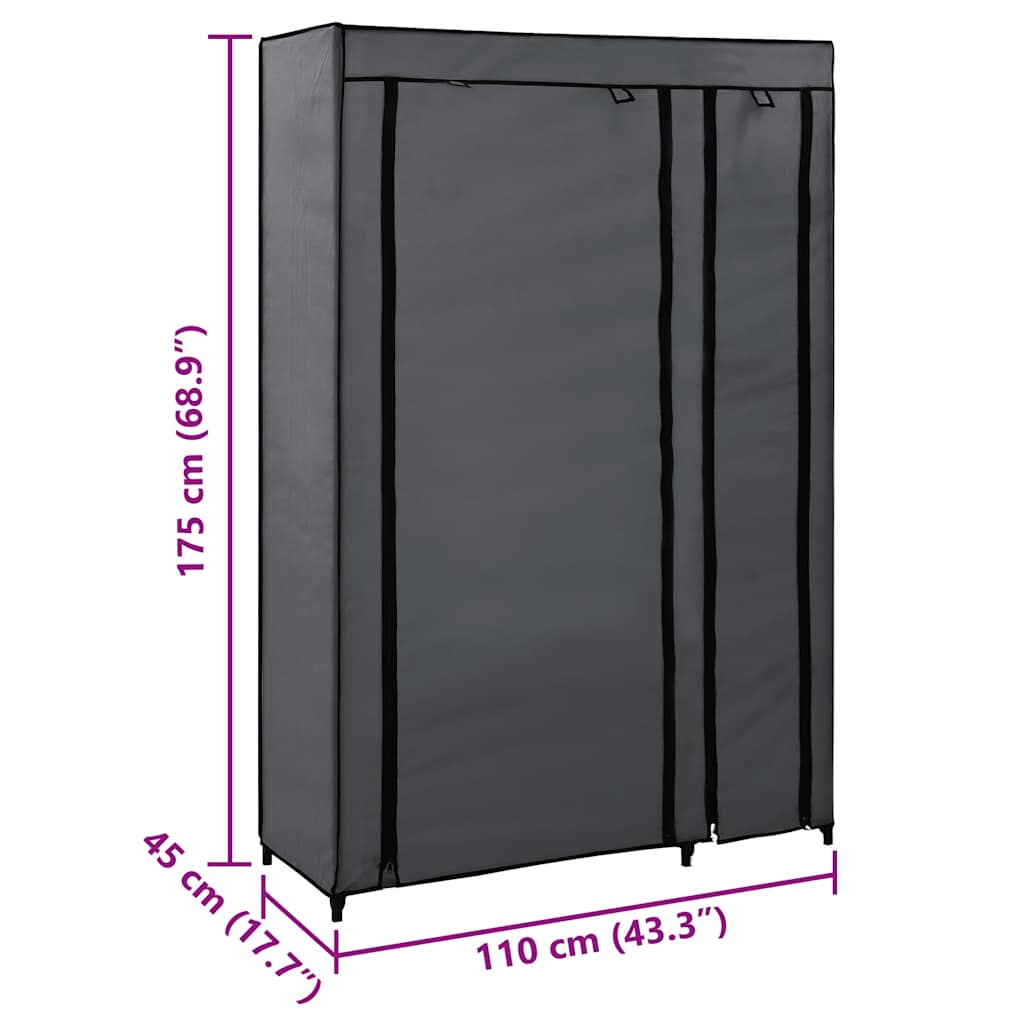 Faltschrank Grau 110x45x175 cm Stoff