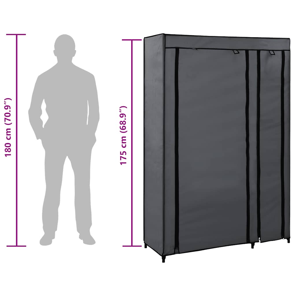 Faltschrank Grau 110x45x175 cm Stoff