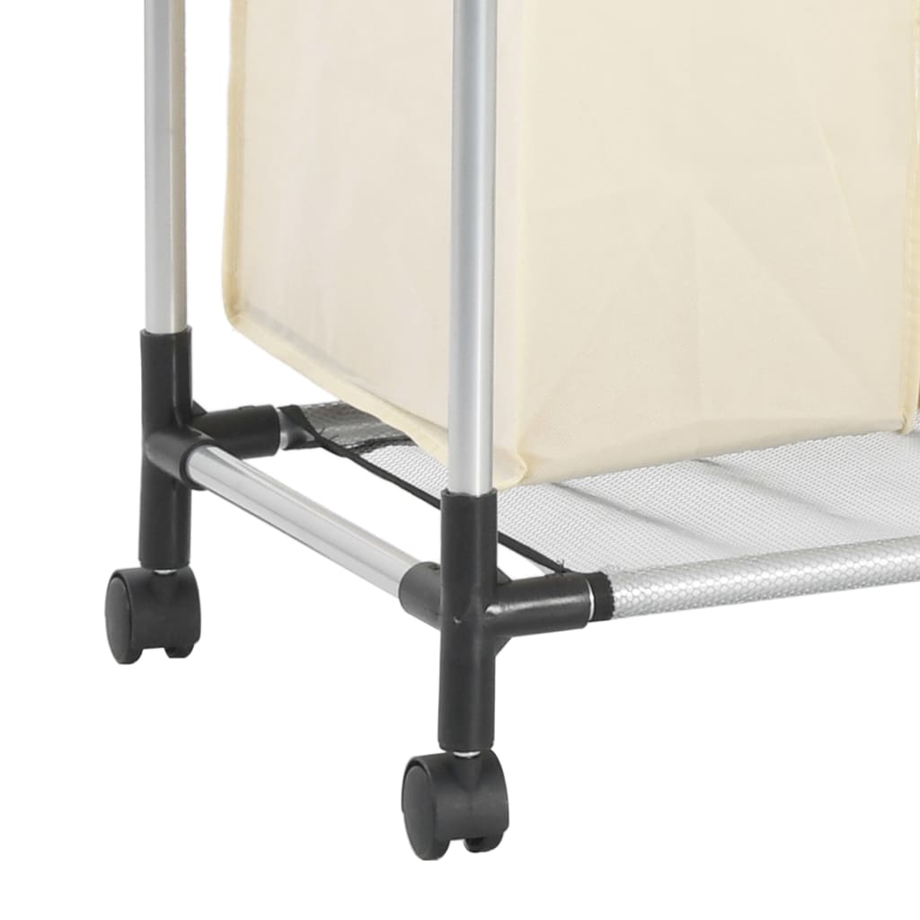 Laundry basket with 4 pockets cream steel