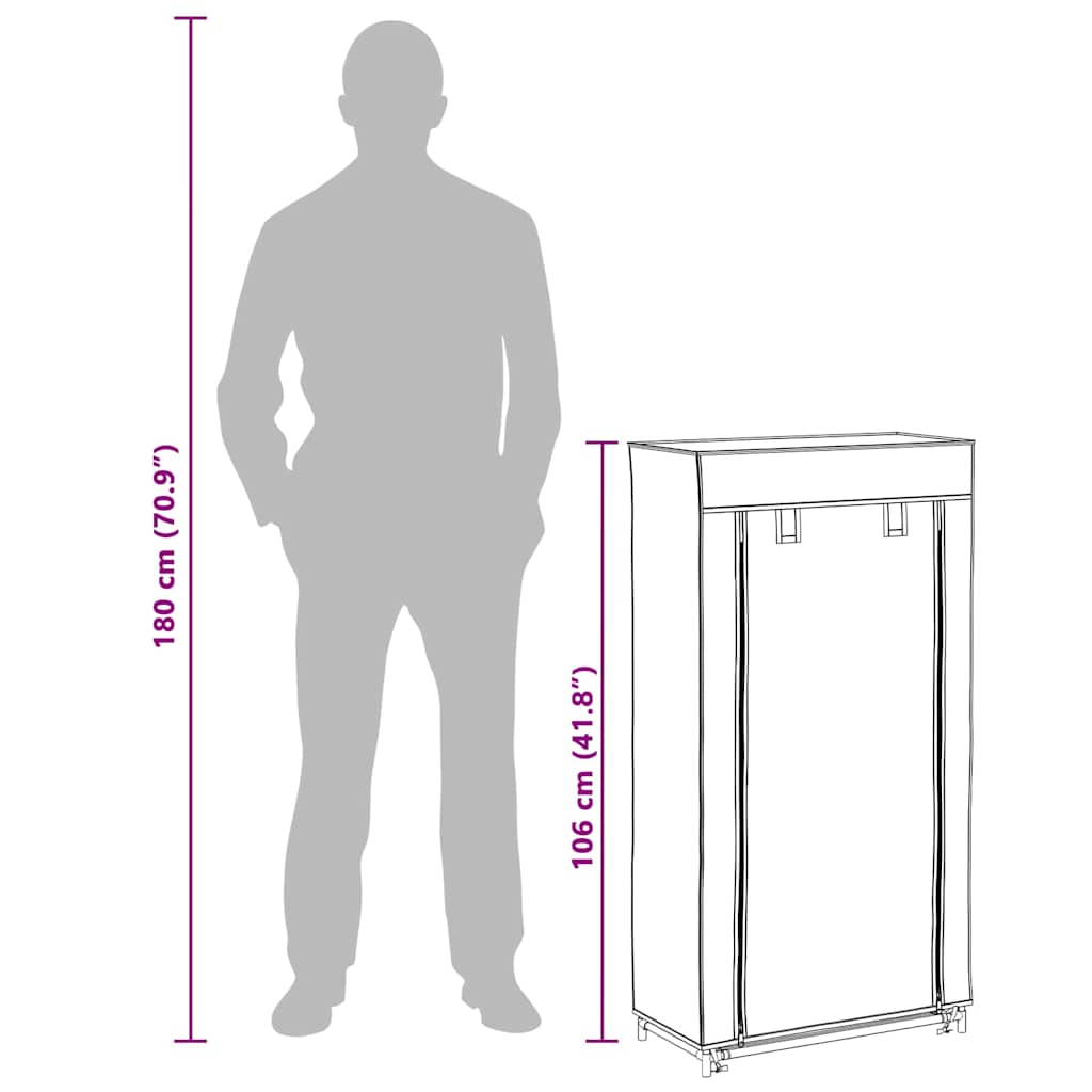 Schuhschrank mit Abdeckung Cremeweiß 58 x 28 x 106 cm Stoff