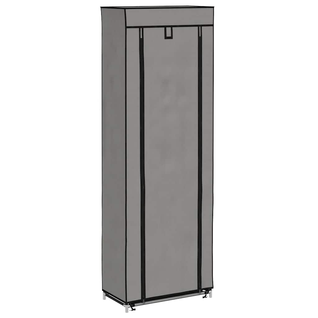 Schuhschrank mit Abdeckung Grau 57 x 29 x 162 cm Stoff