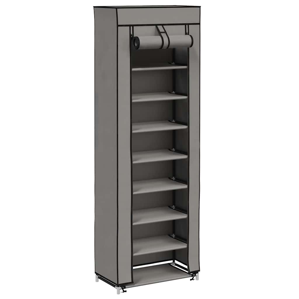 Schuhschrank mit Abdeckung Grau 57 x 29 x 162 cm Stoff