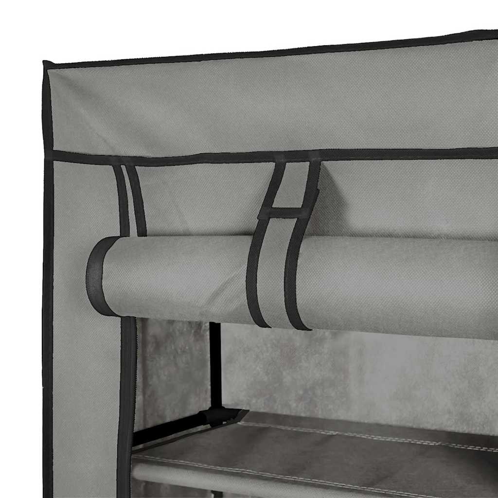 Schuhschrank mit Abdeckung Grau 57 x 29 x 162 cm Stoff