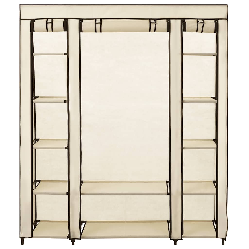 Stoffschrank mit Fächern Kleiderstangen Creme 150x45x176cm
