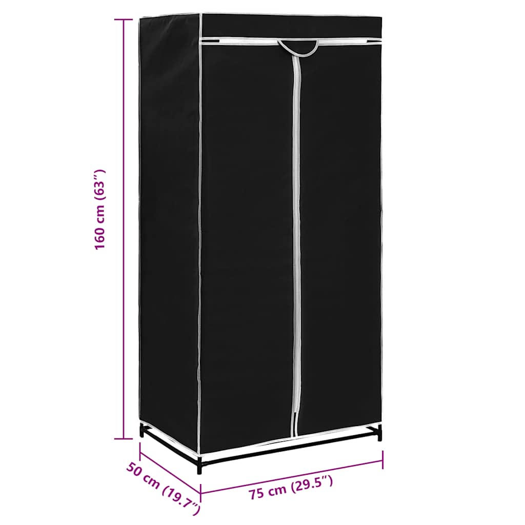 Kleiderschränke 2 Stk. Schwarz 75×50×160 cm