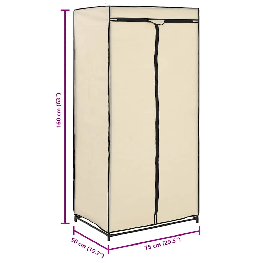 Kleiderschränke 2 Stk. Creme 75×50×160 cm