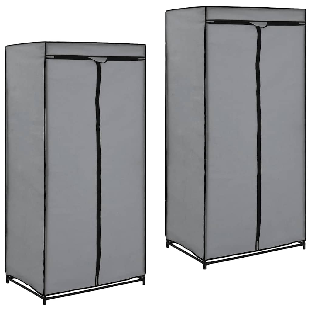 Kleiderschränke 2 Stk. Grau 75×50×160 cm