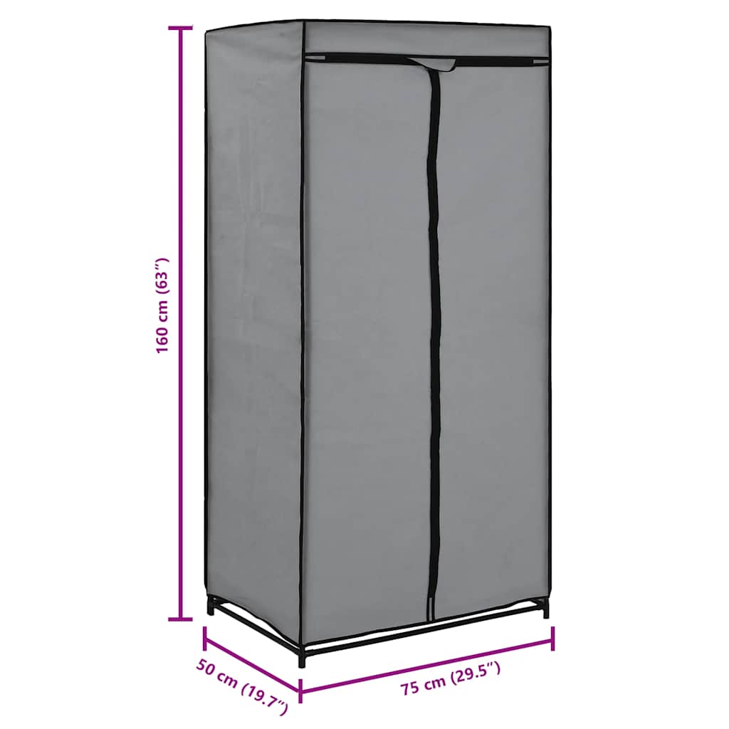 Kleiderschränke 2 Stk. Grau 75×50×160 cm