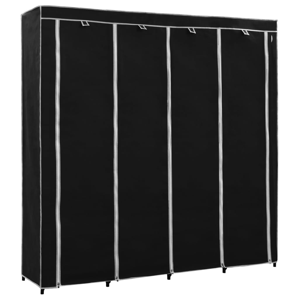 Wardrobe with 4 compartments Black 175 x 45 x 170 cm