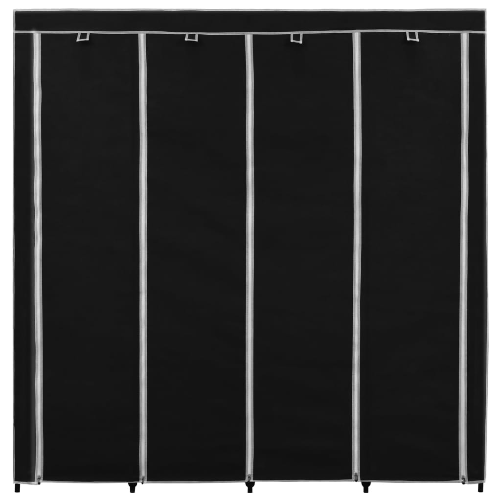 Wardrobe with 4 compartments Black 175 x 45 x 170 cm