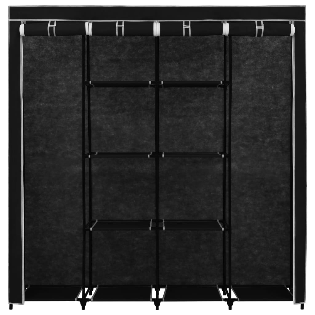 Wardrobe with 4 compartments Black 175 x 45 x 170 cm