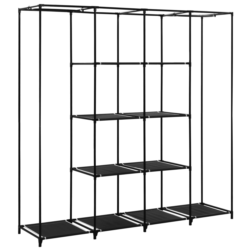 Wardrobe with 4 compartments Black 175 x 45 x 170 cm