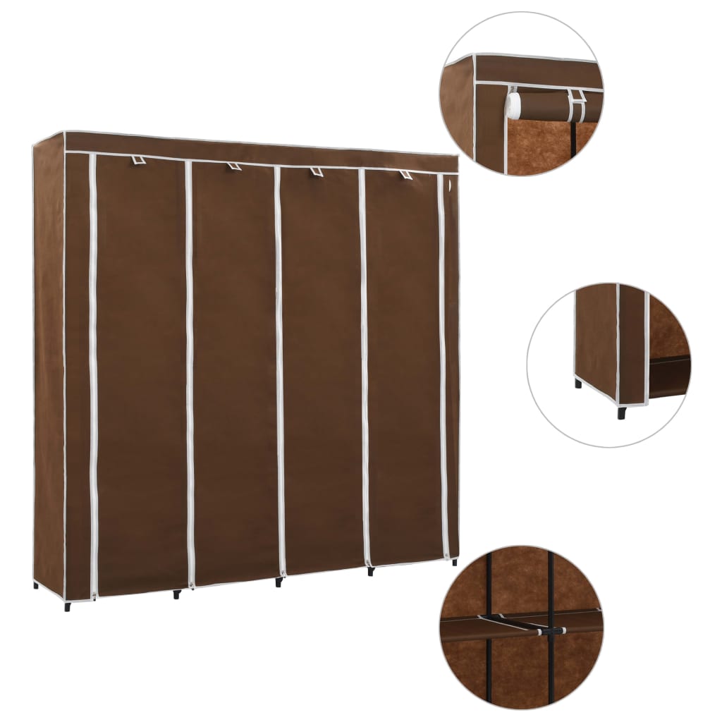 Wardrobe with 4 compartments brown 175 x 45 x 170 cm