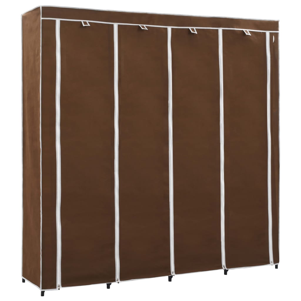 Wardrobe with 4 compartments brown 175 x 45 x 170 cm