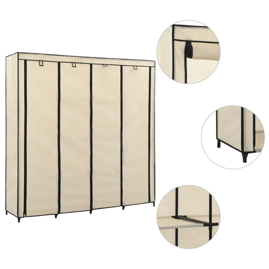 Wardrobe with 4 compartments cream 175 x 45 x 170 cm