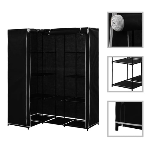 Corner wardrobe black 130 x 87 x 169 cm