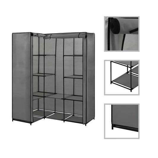 Corner wardrobe gray 130 x 87 x 169 cm