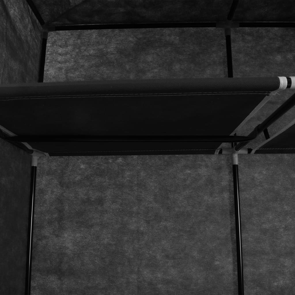 Wardrobe with compartments rods black 150x45x175cm fabric
