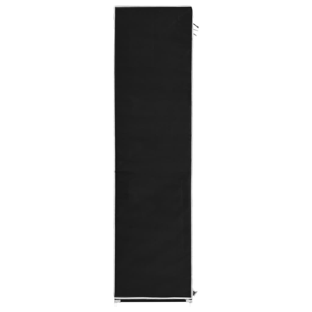Wardrobe with compartments rods black 150x45x175cm fabric