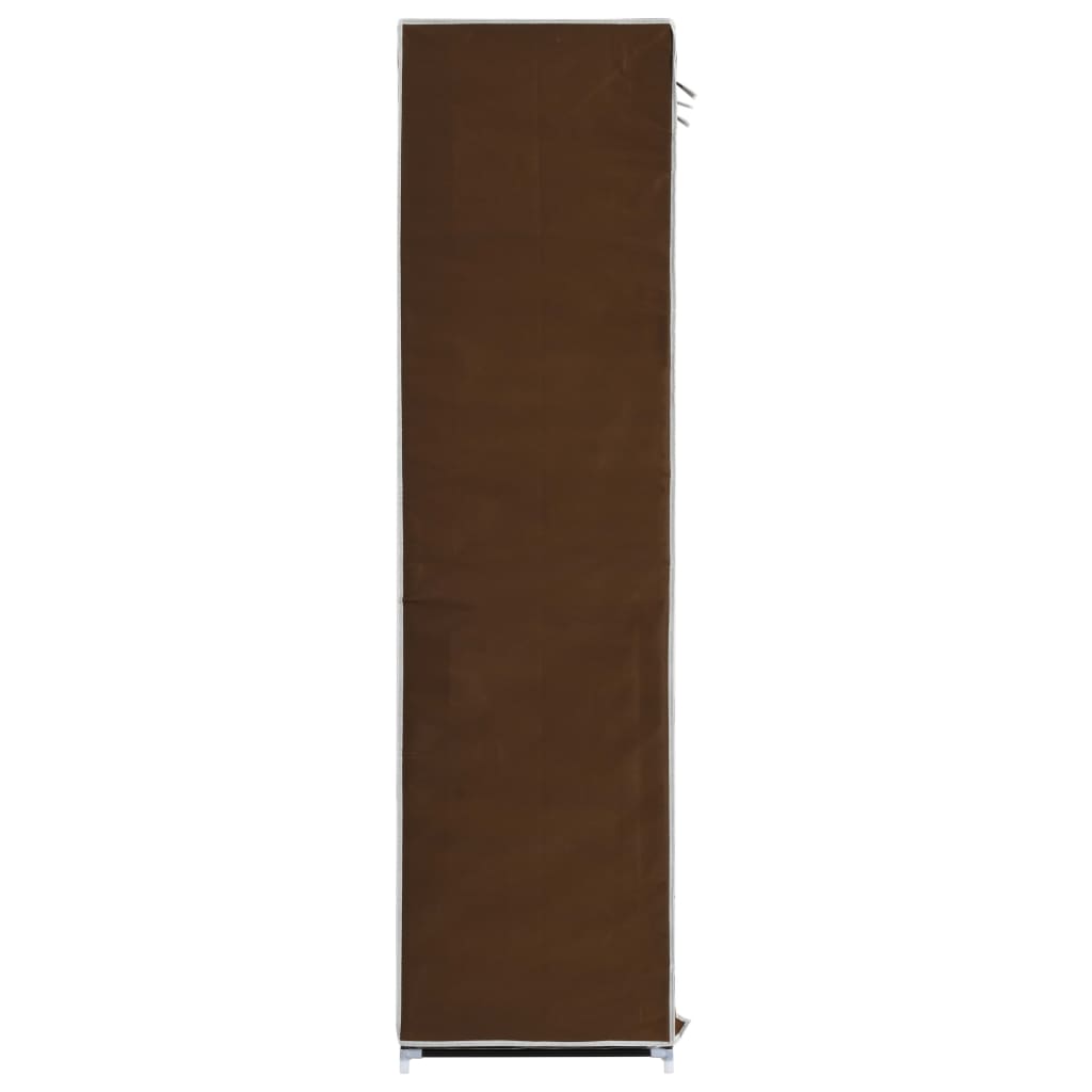 Wardrobe with compartments and rods brown 150x45x175cm fabric