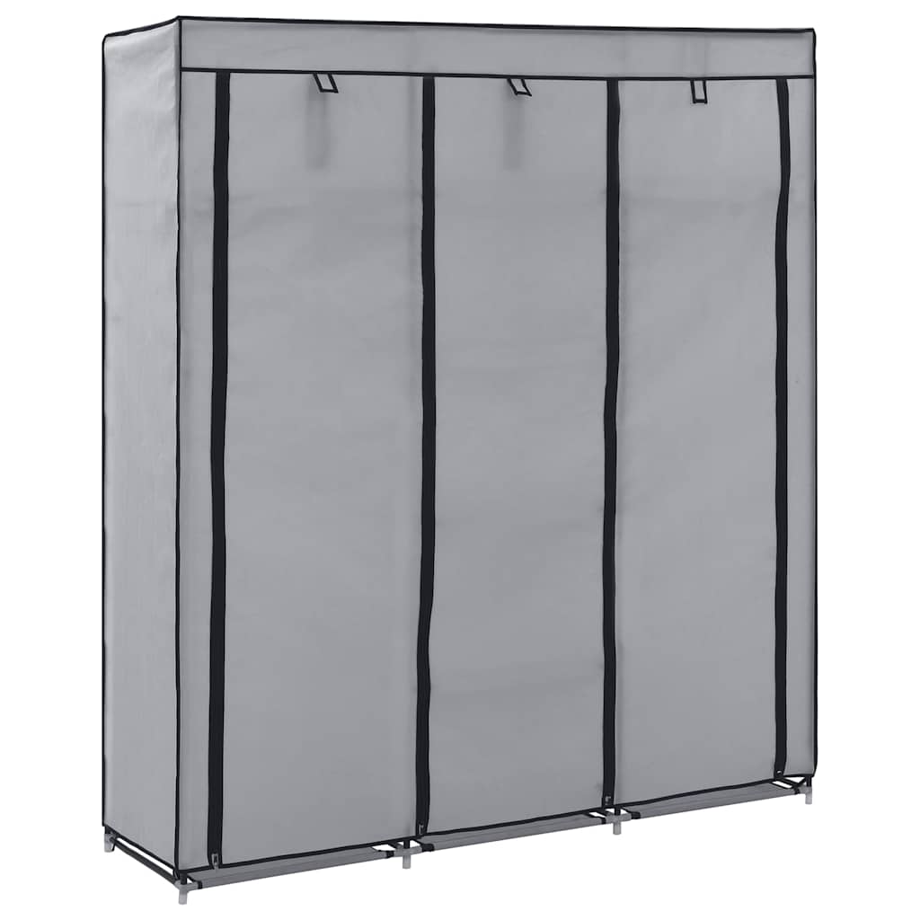 Kleiderschrank mit Fächern und Stangen Grau 150x45x175cm Stoff