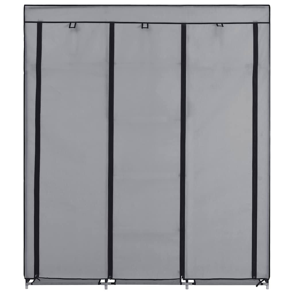 Kleiderschrank mit Fächern und Stangen Grau 150x45x175cm Stoff