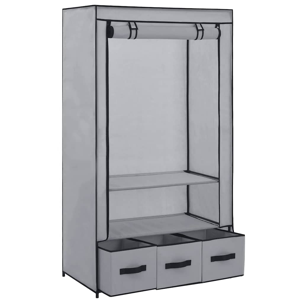 Kleiderschrank Grau 87 x 49 x 159 cm Stoff